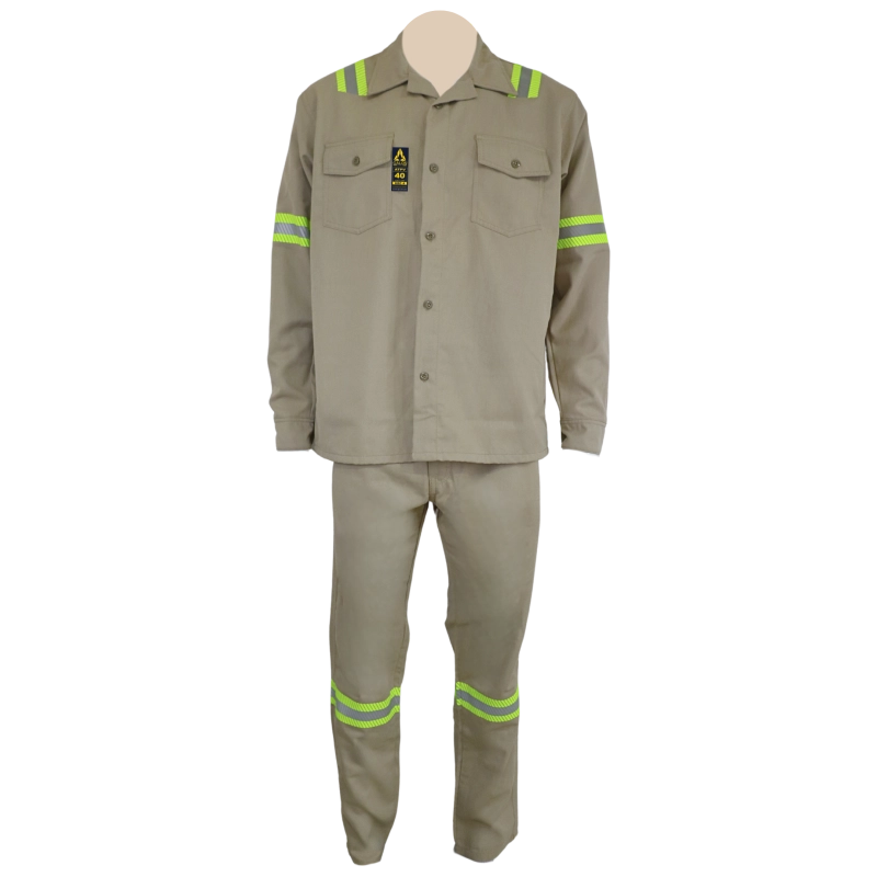CAMISA Y PANTALON GALOS 40 CAL BEIGE BICOLOR - 1