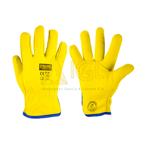 Guante cuero puño corto amarillo